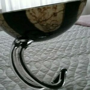 Beautiful Modern Black and Cream Glass Bowl